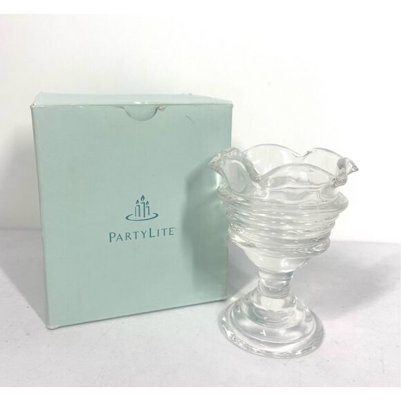 Vintage PartyLite Sundae Glass Votive Candle Holder Retired New in Box - Picture 1 of 3